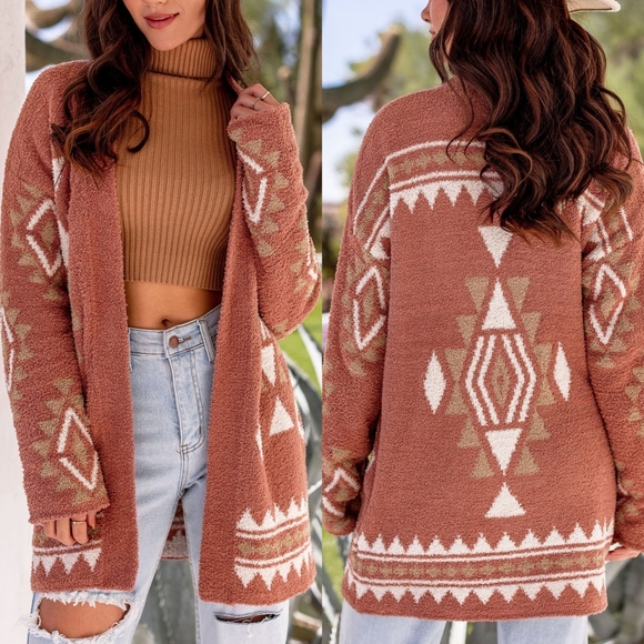 This Old Town Brick Western Aztec Soft Relaxed Cardigan